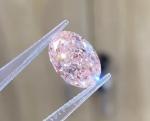 Lab Created Pink CVD Diamond Ring Three Stones Oval Shape 18k White Gold