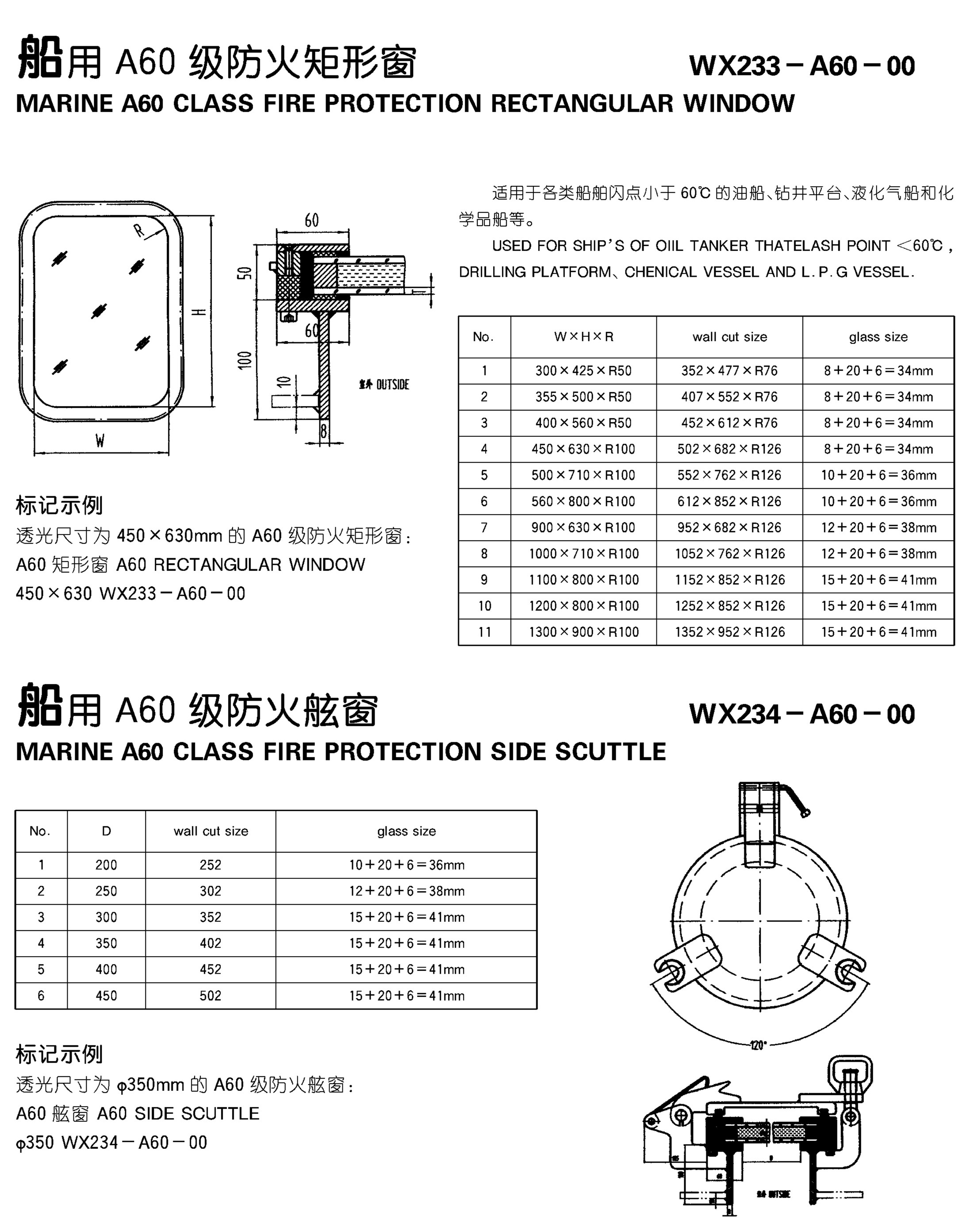 Welded Type Marine Windows For Boats Fixed Hinged Bolted Rectangular Shape