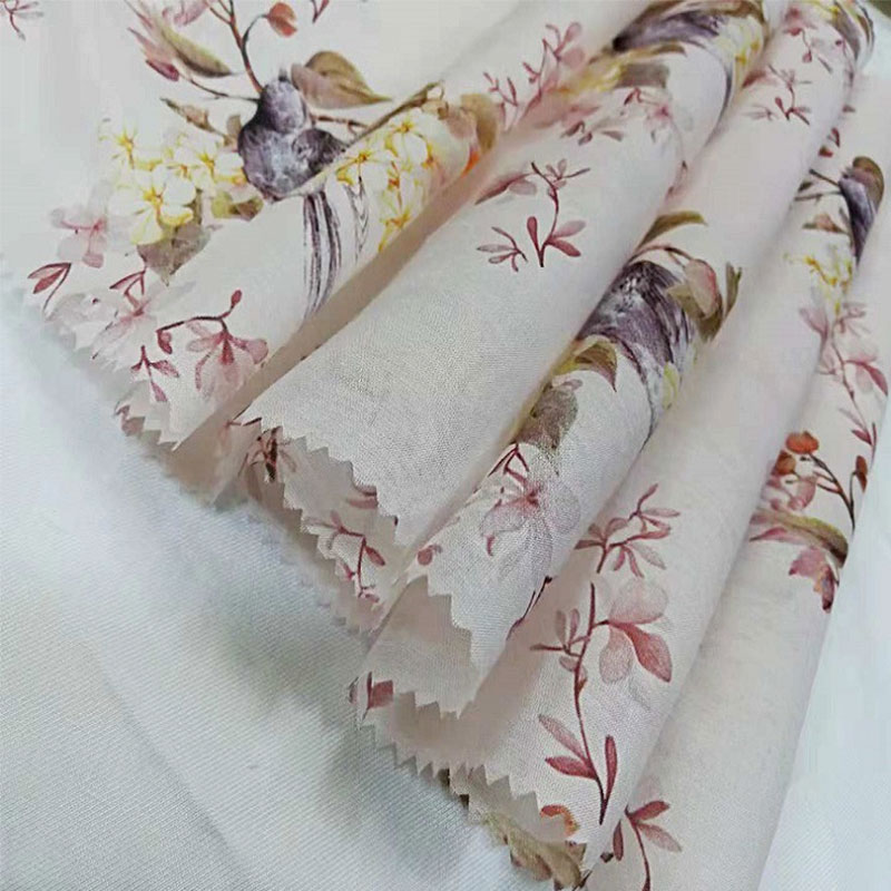 China custom digital animal floral 70%silk 30%cotton printed cotton and pure silk blend fabric for dress kids