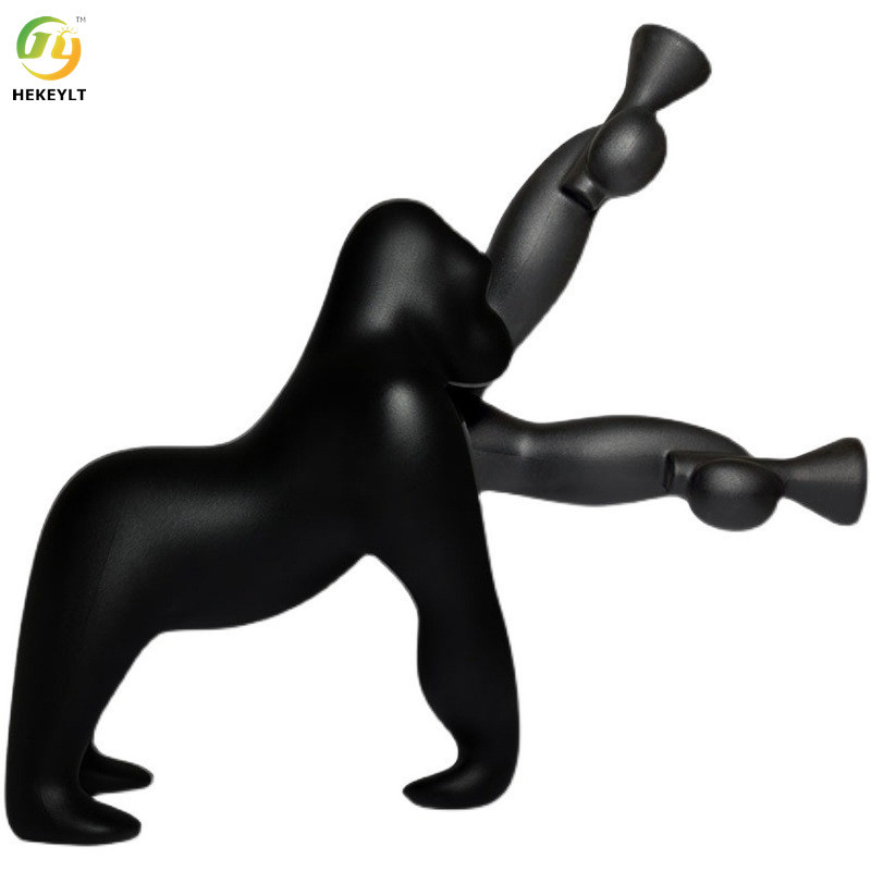 Sculpture Black Gorilla Floor Lamp For Hotel Lobby Exhibition Hall