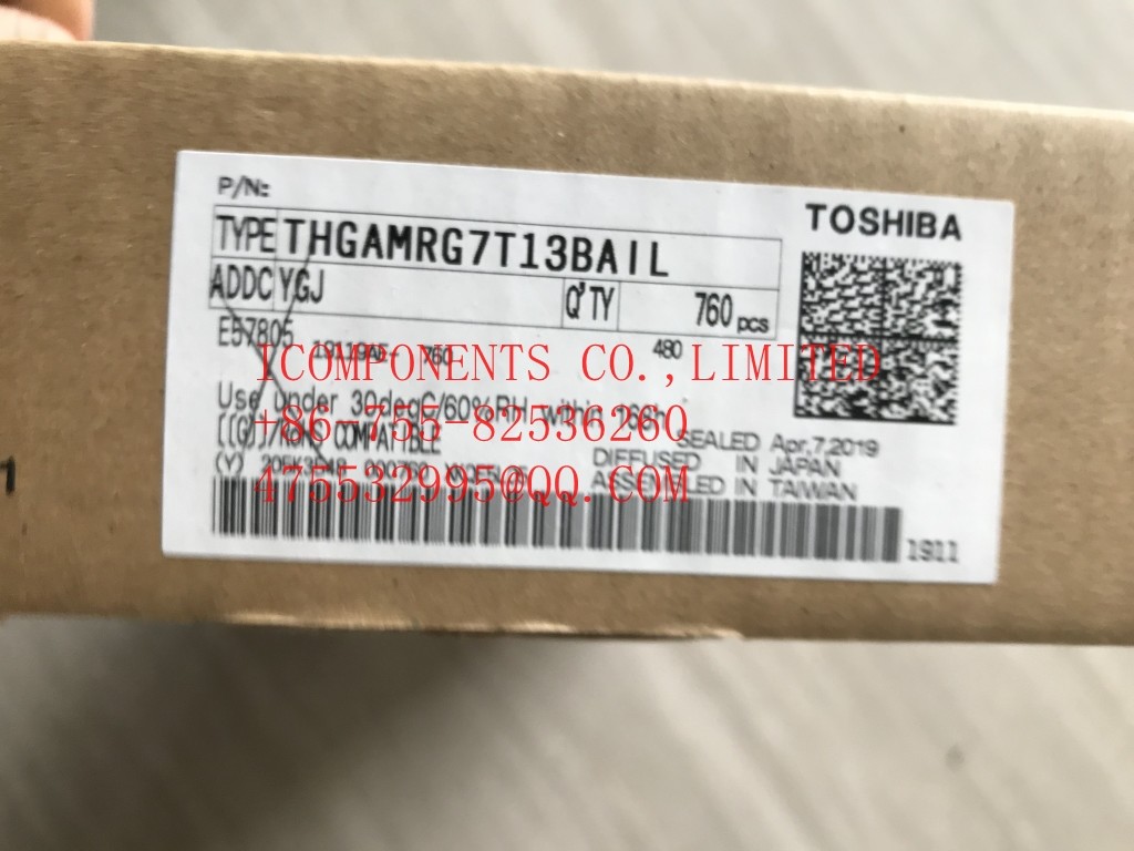 THGAMRG7T13BAIL KIOXIA Flash Serial e-MMC 3.3V 128G-bit 128G/32G/16G x 1/4-bit/8-bit 153-Pin FBGA