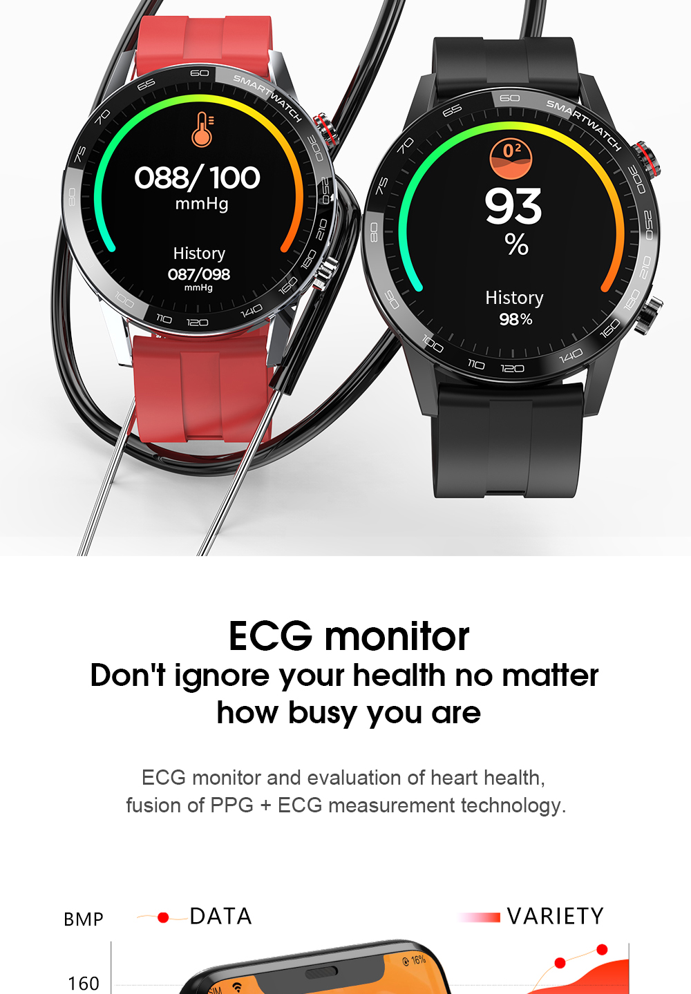 L26 Smartwatch 370mAh Lithium Battery ECG Waterproof Sports apply To Huawei