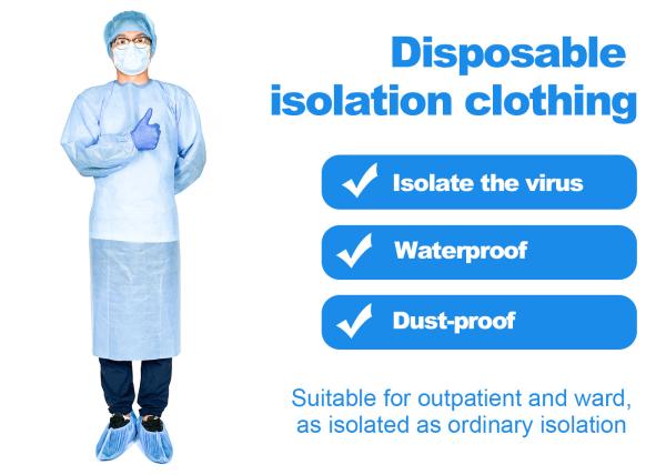 PE PP Non Woven Isolation Gown , Surgical Disposable Non Woven Visitor Medical