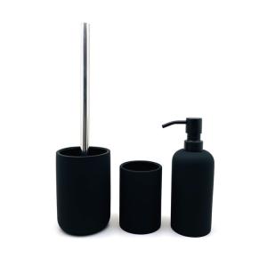 Wholesale All Black Bathroom Accessories Set Ceramic Round 3pcs Shower Soap Dispensers 19.7Hcm from china suppliers