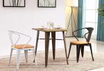 YLX-1100 Modern Steel Armrest Coffee Bar Dining Chair with Wood or Soft Cushion