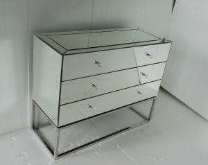 Wholesale Stainless Steel Base Mirrored Cabinet Chest , Antique Mirror Table 3 Drawers Chest from china suppliers