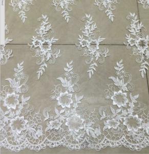 Wholesale Apparel Accessories Mesh Based Embroidery Lace Fabric Ivory Color from china suppliers