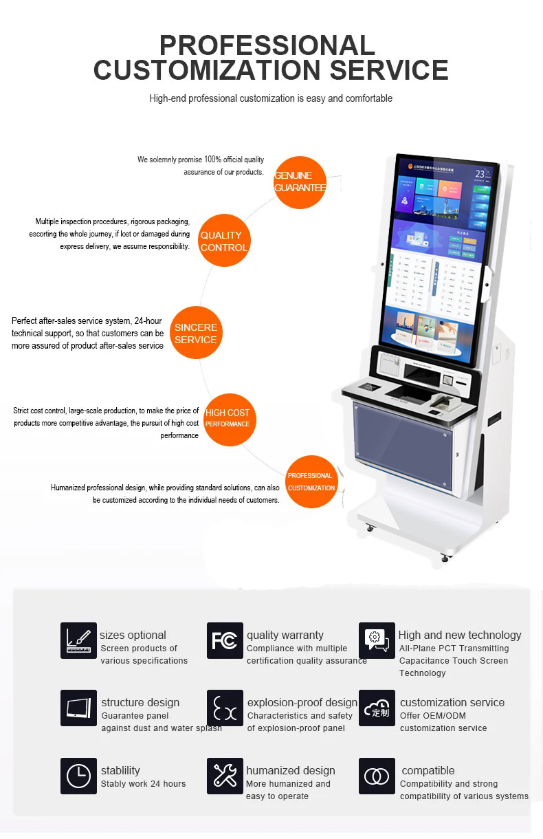 A4 Document Printing Touch Screen Monitor Self-Service Kiosk Self Service Report Print Terminal