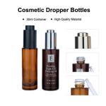 30ml Brown/Amber Glass Clear Cylindrical Bottle With Silver/Bamboo/Black Drop