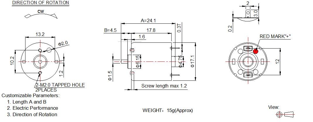 Precious Metal Brush Mini DC Motor RF 020 Round Shape For Tattoo Machine