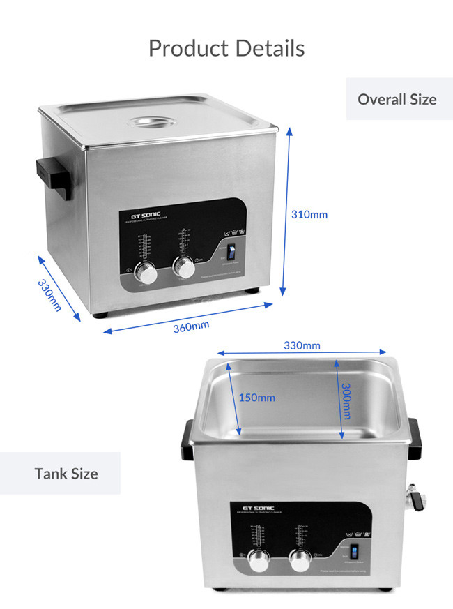 SUS 304 Lab Ultrasonic Cleaner 13L Fruit Cleaning Machine 300W With Heater