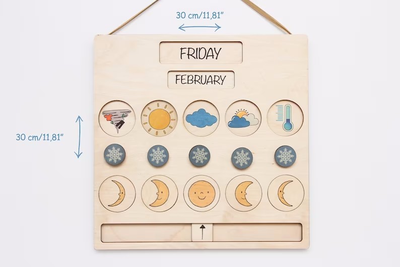 Weather Wooden Calendar Waldorf Learning Homeschooling Daily Calendar Chart