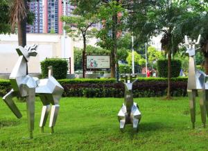 Wholesale Contemporary Metal Deer Sculptures , Abstract Metal Lawn Sculptures Street Decoration from china suppliers
