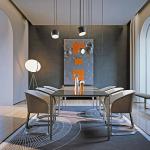Genuine Leather Dining Chair Modern Stainless Steel Metal With Armrests