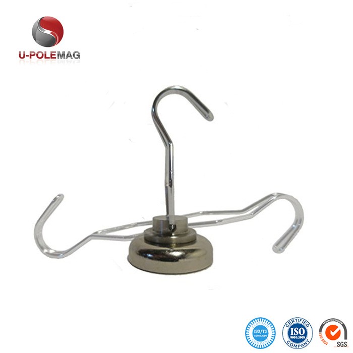 NdFeB Grade NdFeb 25mm 50lbs 180 degree free rotation swivel Hook Magnet for industrial