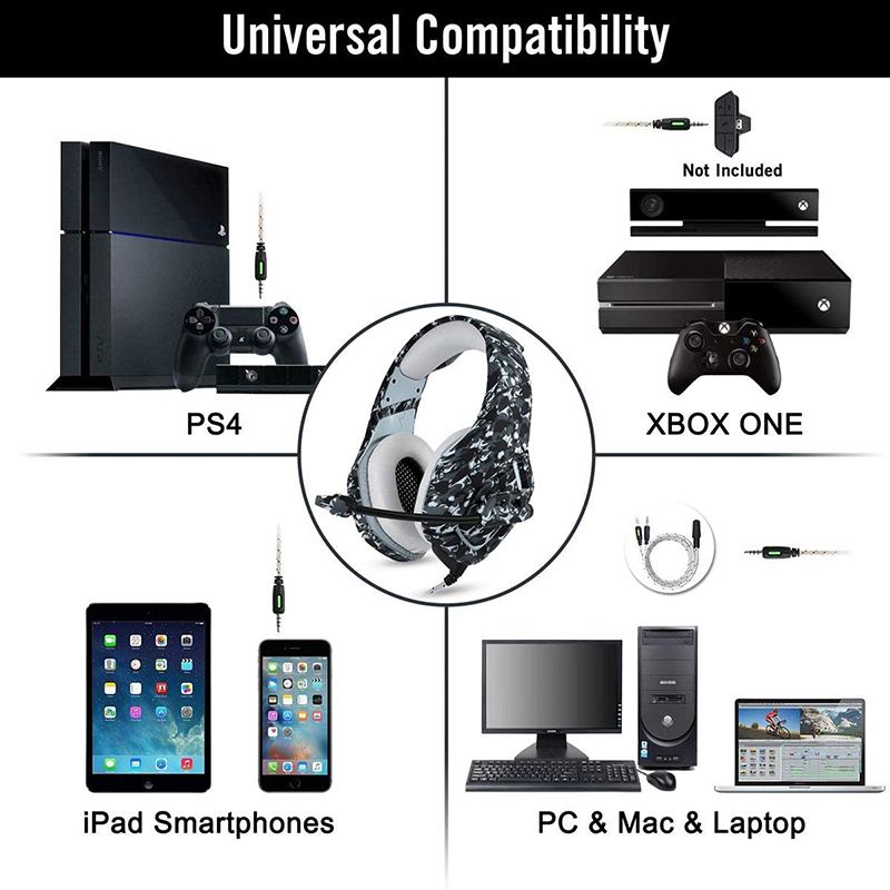 PS4 PS5 Xbox PC Onikuma F9 Wired Gaming Headset With 50mm Driver Microphone RGB Light