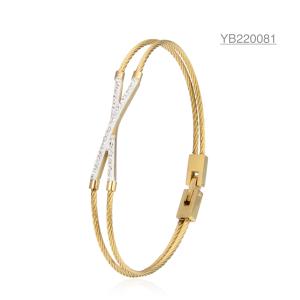 Wholesale Luxury X Letter Rhinestone Double Rope Bracelet 14 Karat Stainless Steel Bracelets from china suppliers