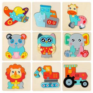 Wholesale 10.7cm 3D Coloured Wooden Block Jigsaw Puzzle Cognitive Games ISO9001 from china suppliers