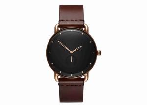Wholesale Black face brown leather wrist watch men's fashion watches rose gold from china suppliers