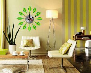Wholesale Home Decoration Yellow Flower Design Wall Sticker with Metal Clock 10A129 from china suppliers