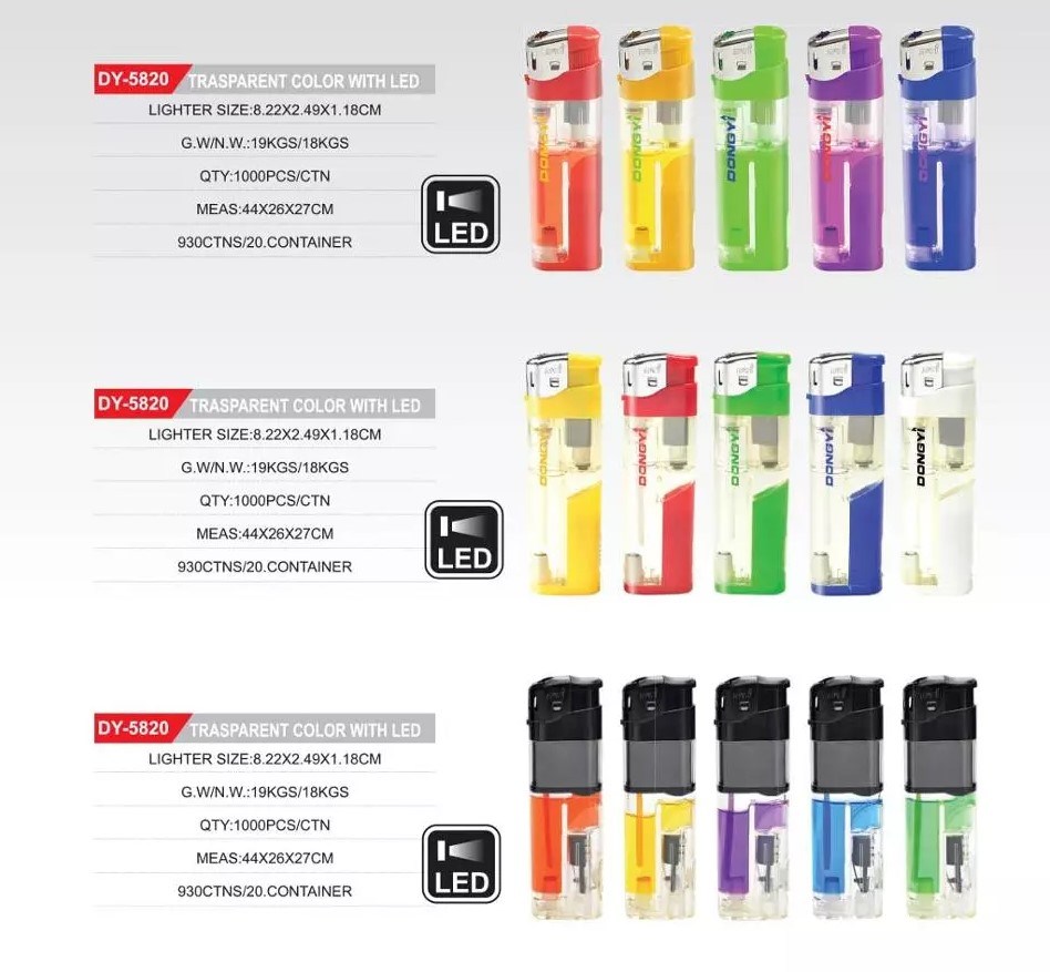 Dy-5820 LED Lamp Custom Logo Wholesale Soft Flame Electronic Lighter