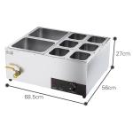 Stainless Steel 6-Pan Electric Bain Marie Buffet Warmer for Food Service
