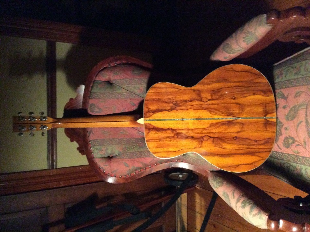 Abalone Blue Solid spruce top 40 inch OM style acoustic guitar Burst maple back