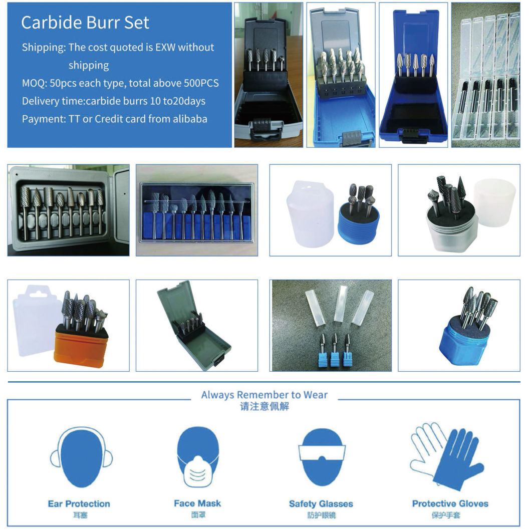 Hand Tools Double Cut 10 Piece Tungsten Carbide Rotary Files Carbide Burrs Set 1/4 Single Cut Cylinder Bur