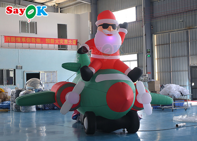 Oxford Cloth Inflatable Old Man LED Christmas Santa Claus Flying Airplane Blowing