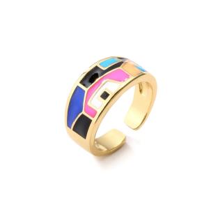 Wholesale Multicolor Dripping Oil Rings Exquisite Gold Plated Wedding Rings OEM ODM from china suppliers