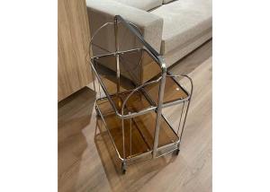 Wholesale Brown Deluxe Foldable Push Cart Removable Restaurant Serving Carts On Wheels from china suppliers