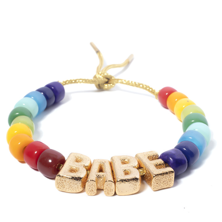 Initial Letter Bohemian Name Forte Beads Bracelet With 14k Gold Plated Brass Beads