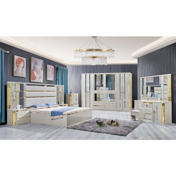 Modern Luxury Villa Wood Frame King Size Bed Home Royal Classic Wooden Queen