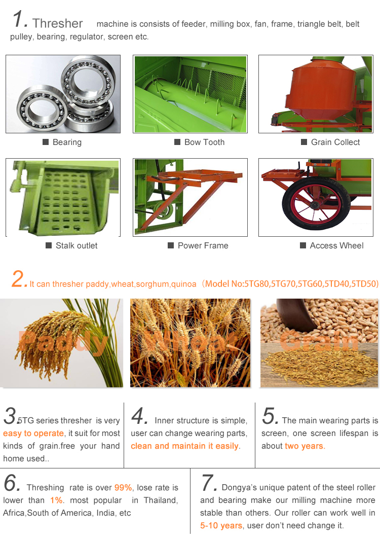 DONGYA 5TG-70 0902 High Pure Rate Paddy Thresher China