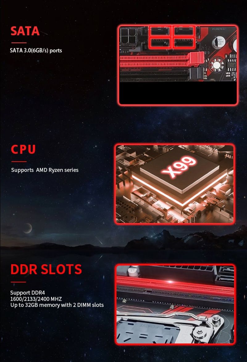 Customized high quality motherboard LGA 2011 motherboard X99 chip for game computer X99 motherboard combo DDR4 RAM