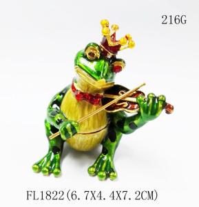 Wholesale Mini Metal Frog Trinket Box Hinged Hand-Painted Animal Crystal Rhinestone Frog Jewelry Trinket Box Wedding Lady's Gift from china suppliers