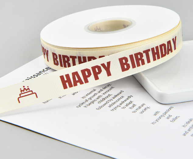 INS Style Rib Beige Birthday Cake Gift Wrap Ribbon English Bouquet Decoration Ribbon