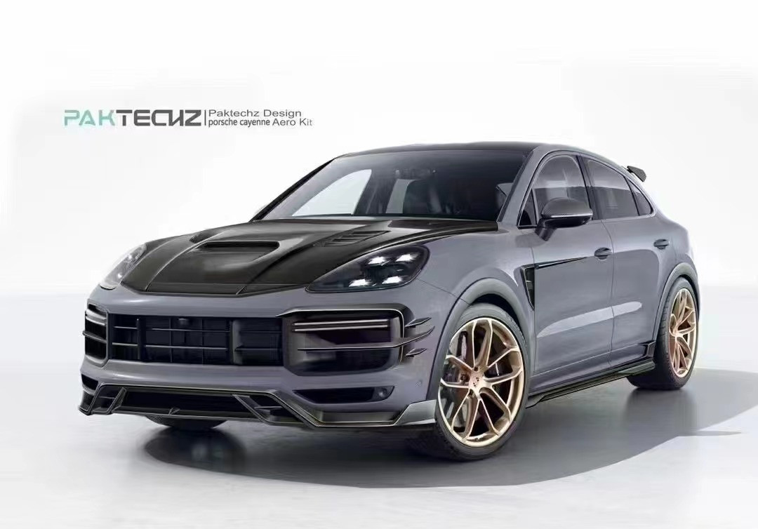 For Porsche Cayenne Carbon Fiber Body Kit Cayenne Carbon Fiber Front Lip Diffuser Spoiler Top Wing Hood Side Skirt