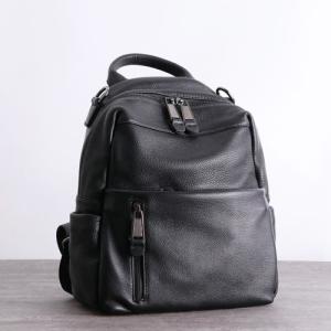 Wholesale BSCI Womens Waterproof Backpacks 27cm 32cm Black Soft Leather Backpack from china suppliers
