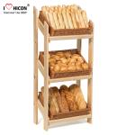 Retail Floor Standing Wooden Bread Display Stand For Bakery Store / Food Shops