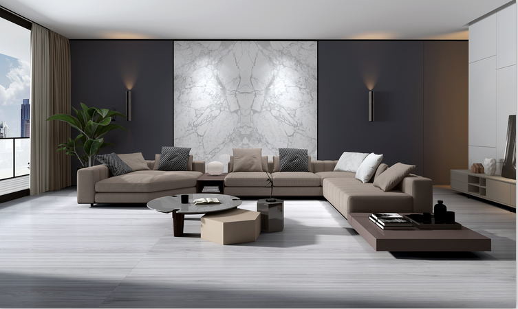 Marble Effect Porcelain Tile Ceramic Bathroom Floor And Wall Tile Large Slab 64'X128' Modern Style Wall Tile