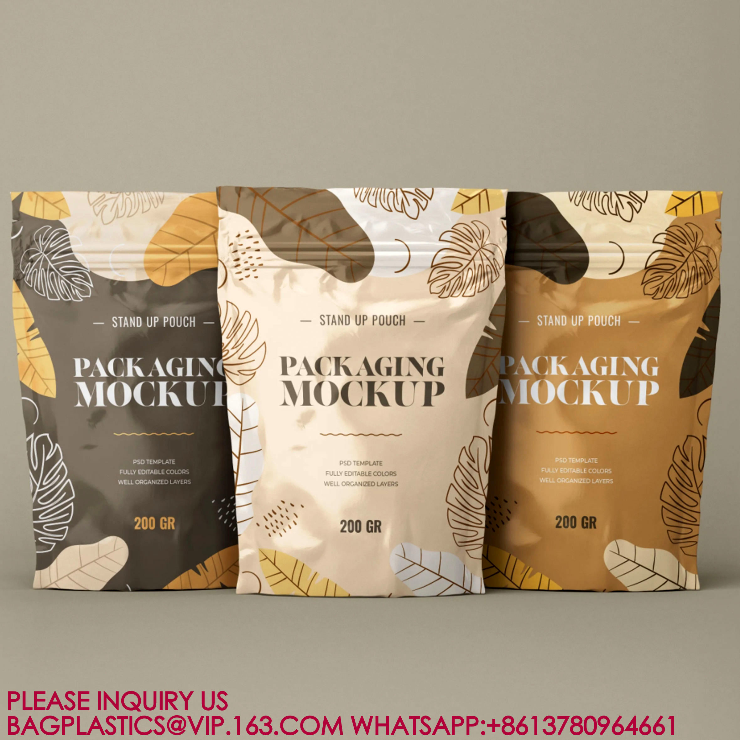 Eco Reusable Food Stand-up Bag Nut Snack Storage Sealed Bag Packaging Aluminum Foil Bag