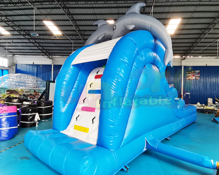 Children 0.55mm PVC Inflatable Water Slide With Pool Double Stitching