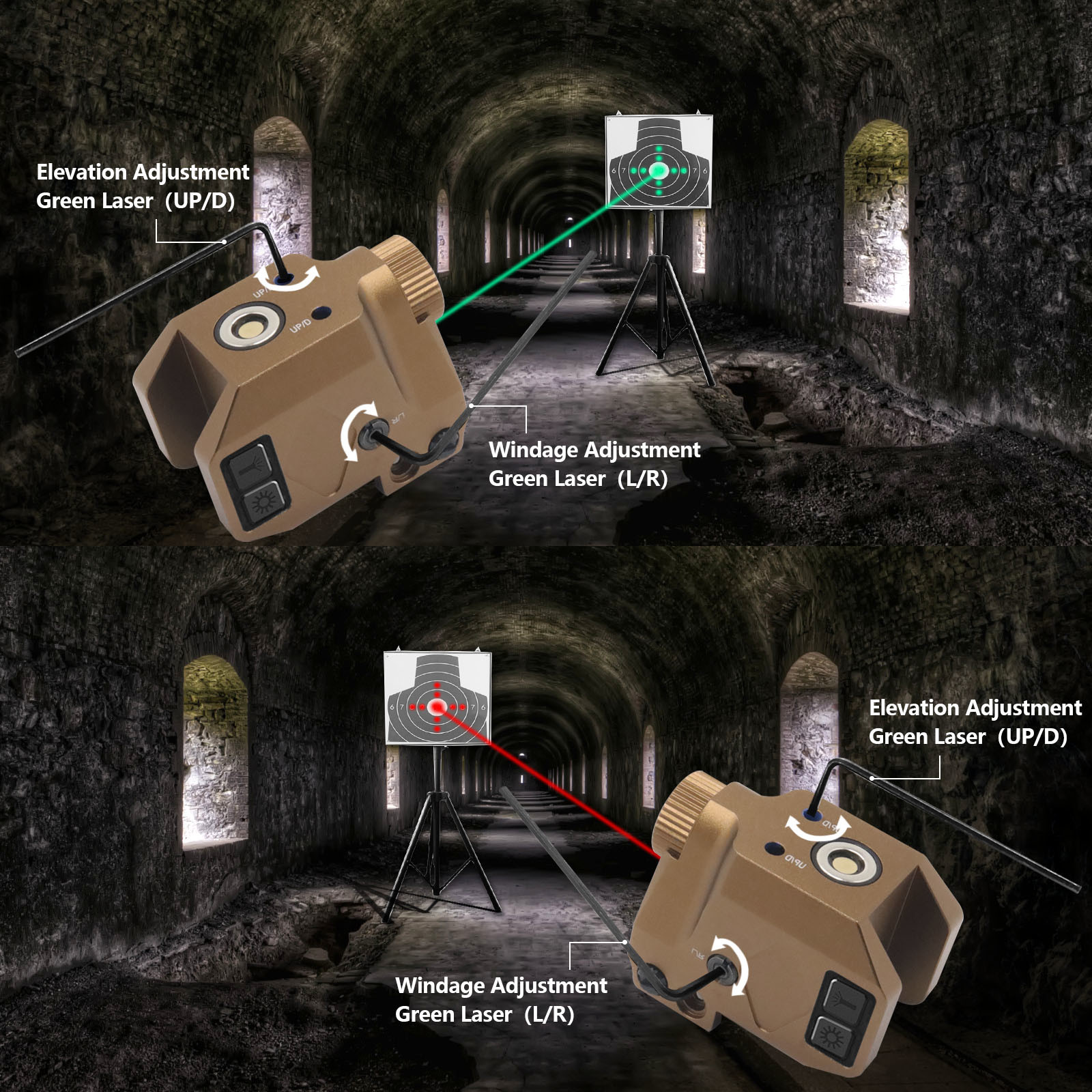 Red Green Small Pistol Laser Sight 650nm / 520nm Tactical Laser Light Combo ODM