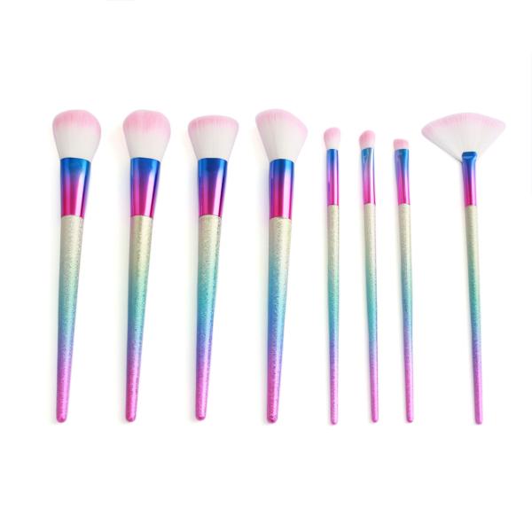 Hot sale 8 pcs Cosmetic rainbow makeup brush, fashion makeup brush set