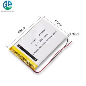 Wholesale High Discharge Lithium Polymer Battery 426090 3.7v 3000mah Flat Rechargeable Lipo Battery from china suppliers