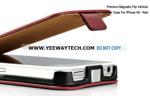 Premium Magnetic Flip Vertical Leather Case For iPhone 4S - Red