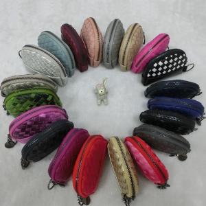 Wholesale 12x3x9CM SGS Zippered Coin Purse Small Handmade PU Leather Grid TPCH from china suppliers
