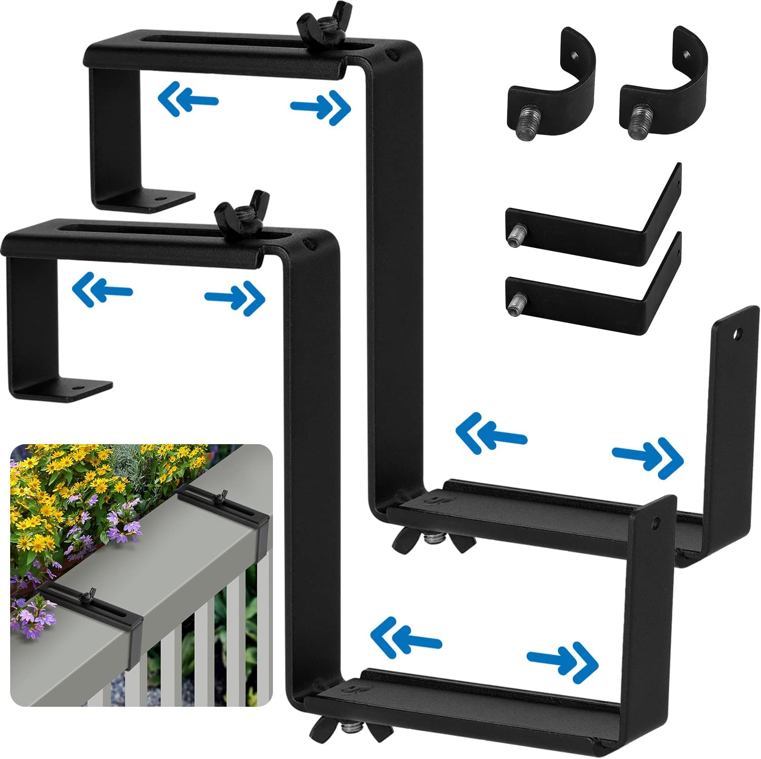 Versatile Iron Brackets for Hanging Planter Box on Fence Pergola Patio Garden Balcony