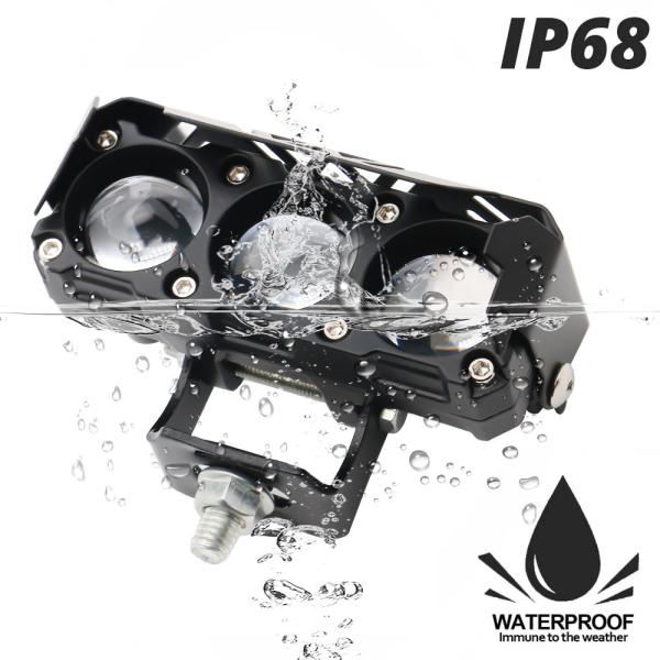 Three Eyeballs Motorcycle Spotlights LED Head Light Near Yellow Far White